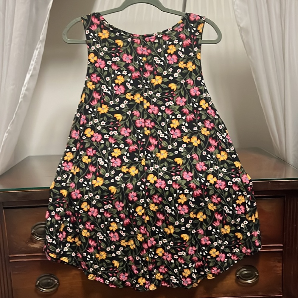 Old Navy Women's Large Luxe Black Multicolor Floral Sleeveless Top - Picture 5 of 6